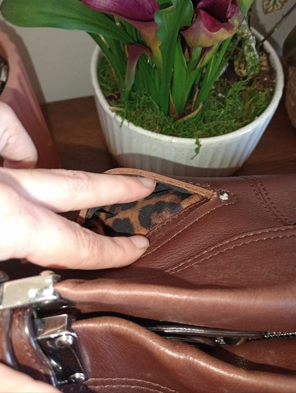 B. Makowsky Studded Leather Hobo Satchel - Picture 6 of 13